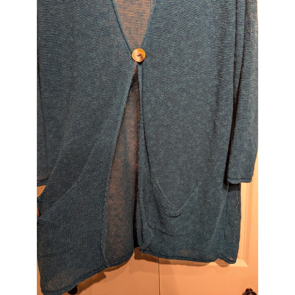 Coldwater Creek Cardigan Sweater Womens XL Linen Blend Open Front Pocket‎ Mesh - Picture 11 of 16